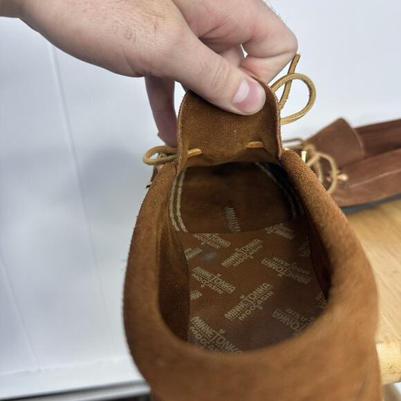 Minnetonka Suede Moccasins with Light Stitching - Picture 9 of 11